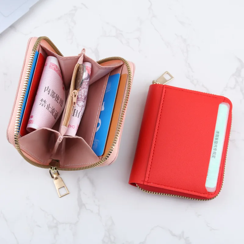 

Women's purse zipper simple short card bag organ 5 card coin bag wholesale