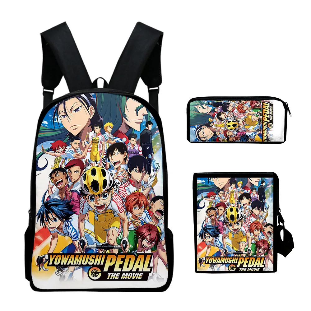 Popular Yowamushi Pedal 3D Print 3pcs/Set pupil School Bags Laptop Daypack Backpack Inclined shoulder bag Pencil Case