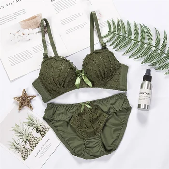 Women's Sexy Bra Set Back Buckle without Steel Ring Push Up Underwear Sets Comfortable and Breathable Lace Bra and Underpants 6