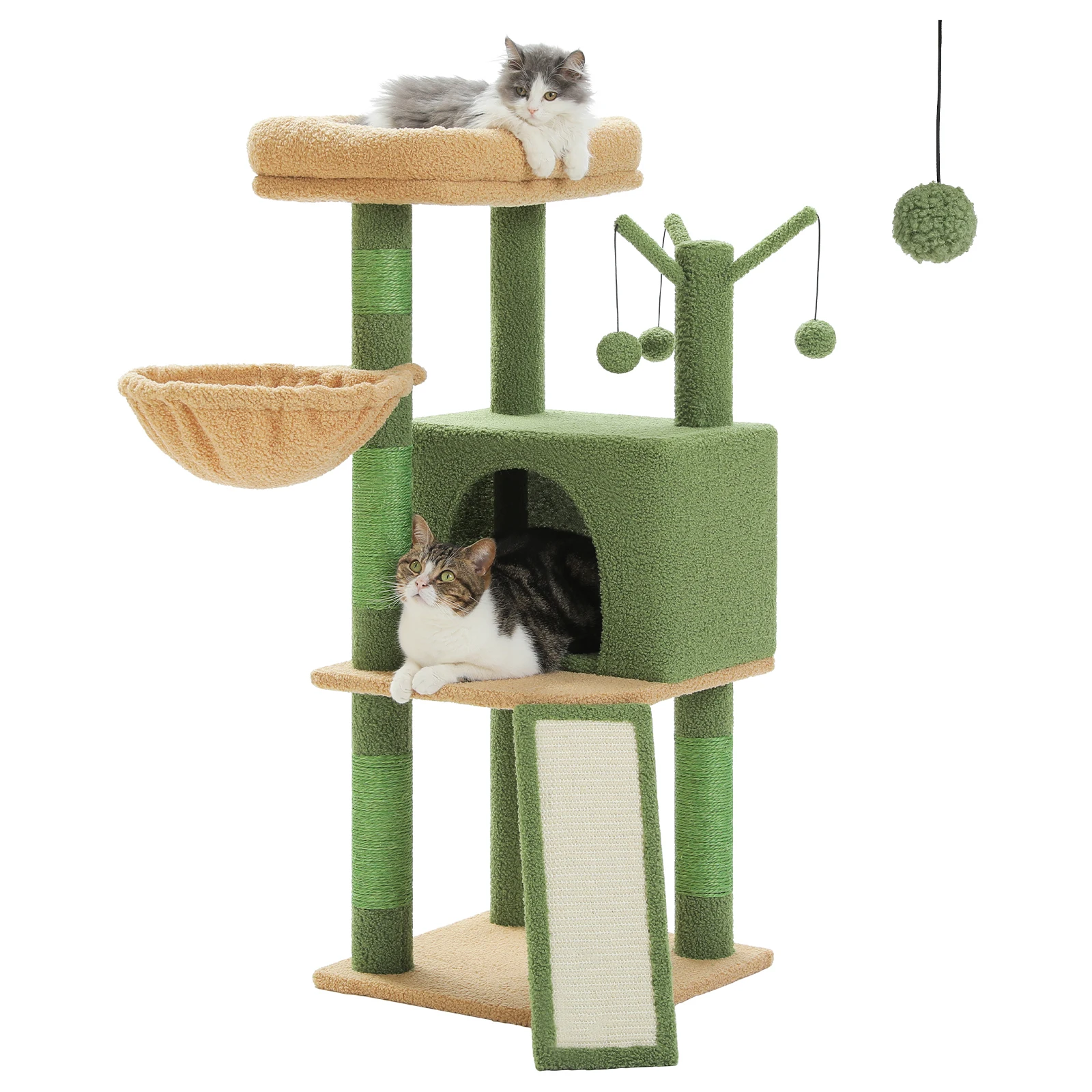 Mehrstöckiger Katzenbaum mit Sisal-Kratzstämmen und Kratzmatte, Großes Katzen-Condo, Gemütliche Hängematte, Katzenturm für Innenbereich, Katzenhaus – Detail 16