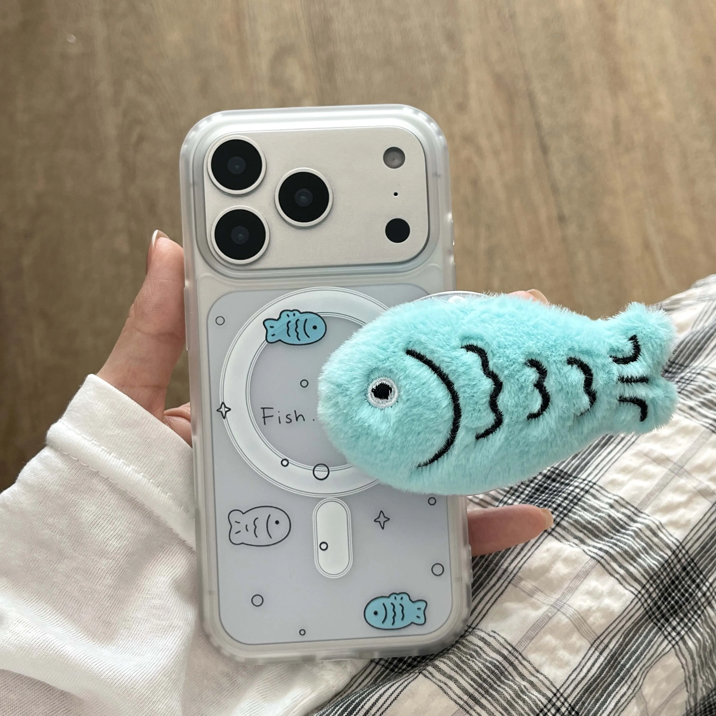 Plus Fish Magnetic Stand Holder Shockproof Cartoon Phone Case with Back Cover