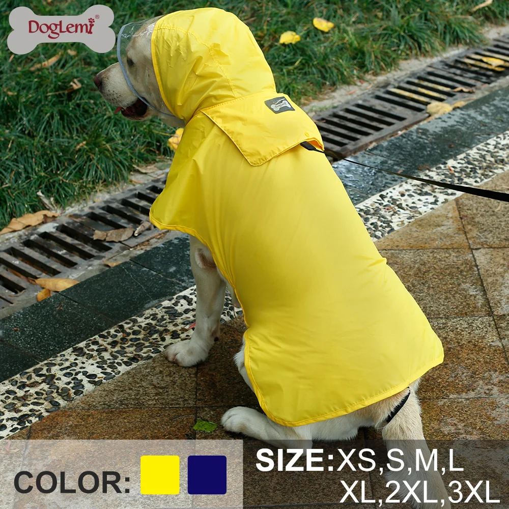 

Dog Raincoat Golden Retriever Raincoat Waterproof Nylon Rain Clothes Impermeable Hooded for Small and Big Large Dogs Rain Coat