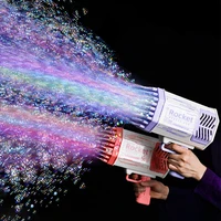 Bubble Gun Kids Toys Rocket 69 Holes Soap Bubbles Machine Gun Shape Automatic Blower With Light Pomperos Outdoor Toy Gifts Party 1