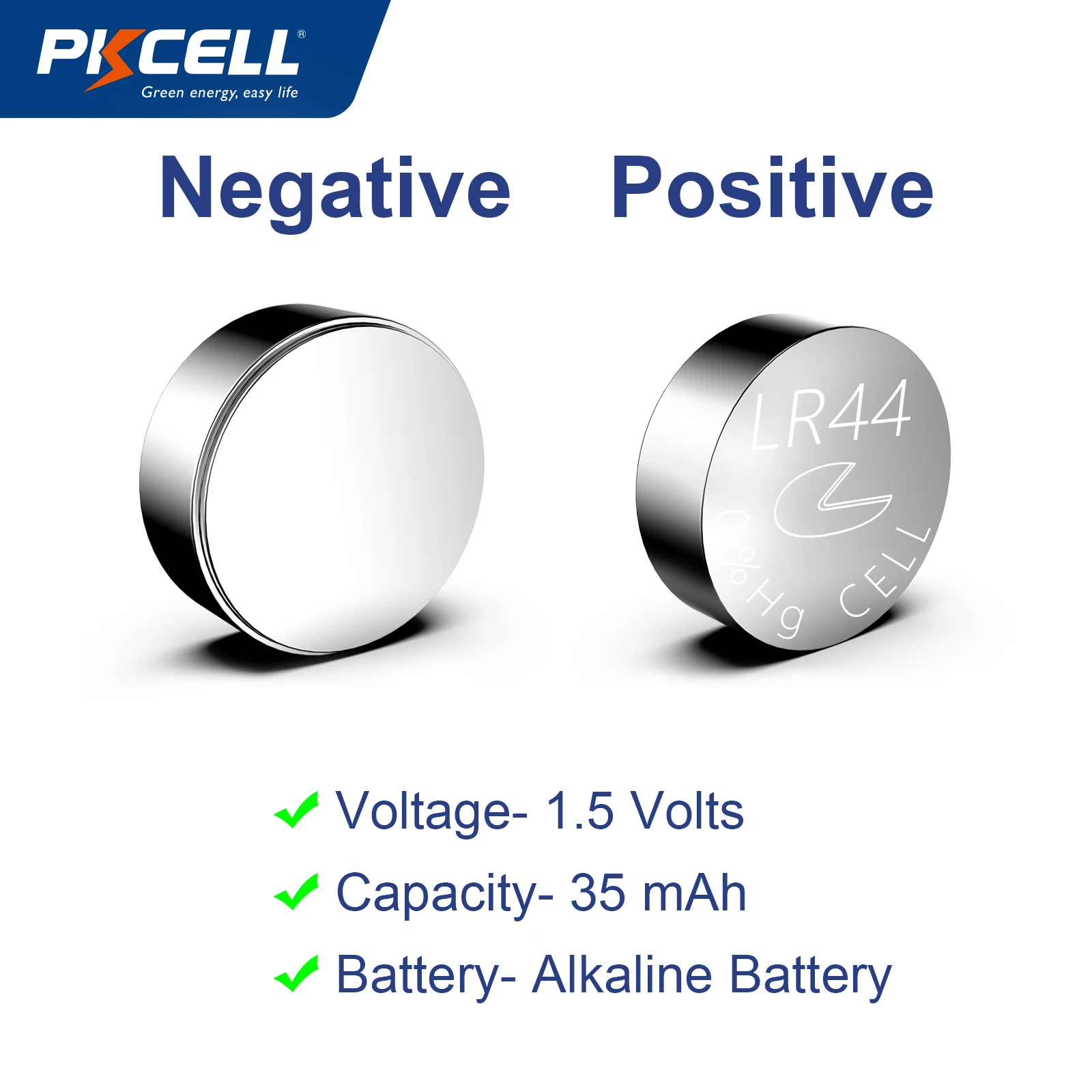100 Pcs PKCELL LR44 AG13 357 L1154 A76 Button Cell Batteries for Toys  ,Watches