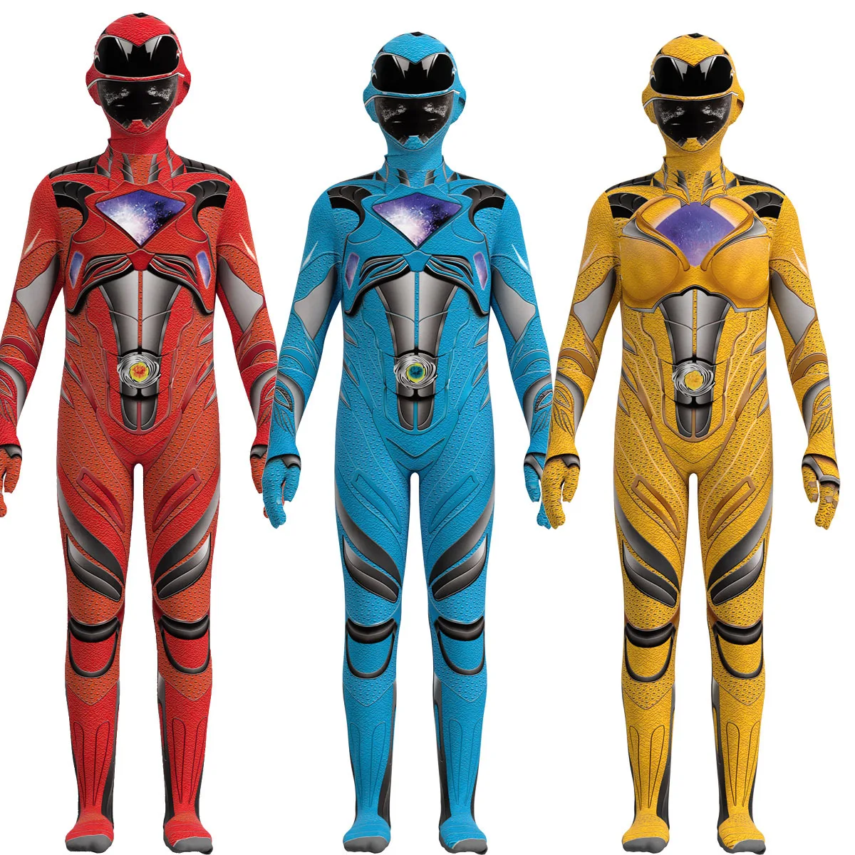 Fancy Kids Superhero Power Zentai Rangers Costume Cosplay Bambini Mecha Five Beast Tuta Halloween Carnival Clothes For Boys