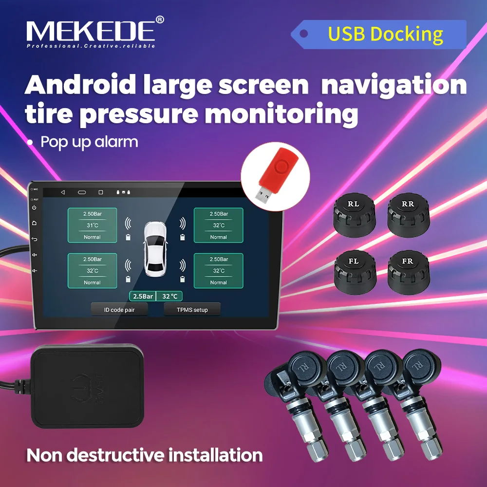 Android Großbild-Navigation Interner/externer Auto-Reifendruckdetektor IPX7 Tiefes wasserdichtes Arbeitsprinzip-Diagramm