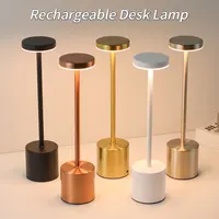 Rechargeable LED Desk Lamp Metal Dimmable Touch Table Lamp 3 Color Temperatures Bedside Creative Ambient Light Bar Hotel Decor 1