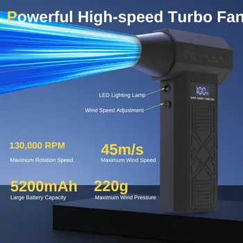 120,000 RPM Electric Turbine Blower, Portable Cordless Hair Dryer, Deep Cleaning Tool for Cars/Electronics/Home 1