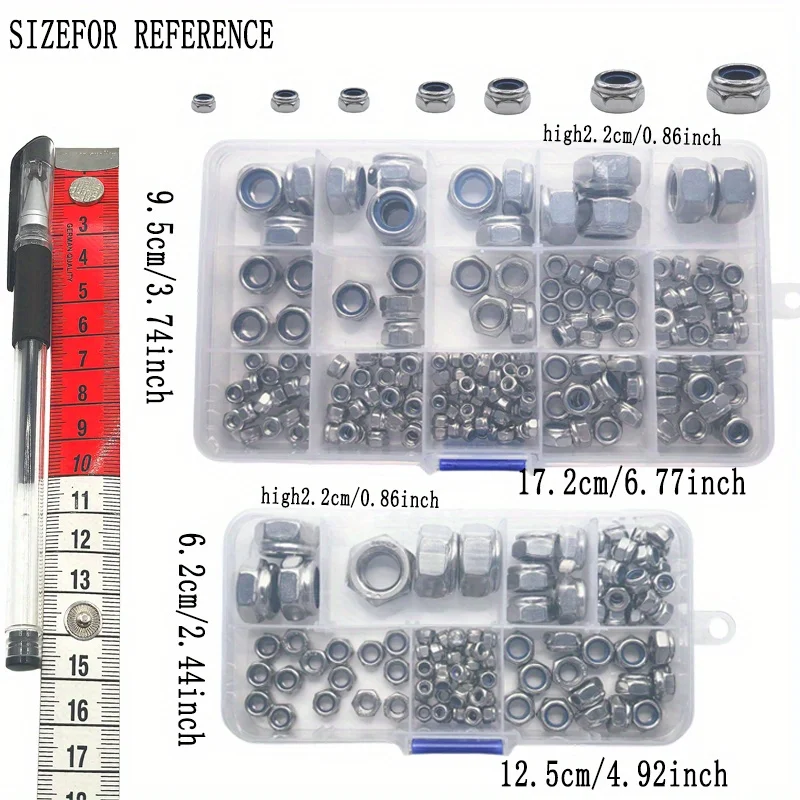 Locking Nuts 100/192 Pieces Stainless Steel Ideal for Locking Washers
