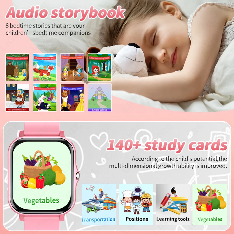 2026 Smart Watch Kids 14 Puzzle Game Sleep Monitor Flashlight Alarm Clock Pedometer Gift For Children 4 to 12 Boy Girl Toy Watch