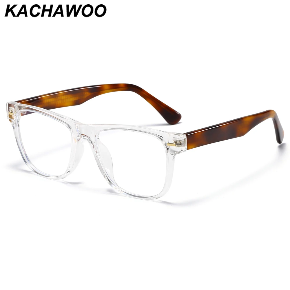 

Kachawoo men optical glasses blue light blocking tr90 acetate square eyeglasses frame fashion style women clear leopard black