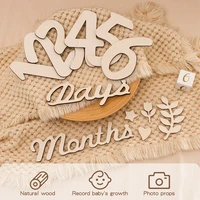 0-12 Baby Milestone Cards Wooden Photography Milestones Memorial Monthly Commemorativenir Photo Accessories For Newborn Baby 2