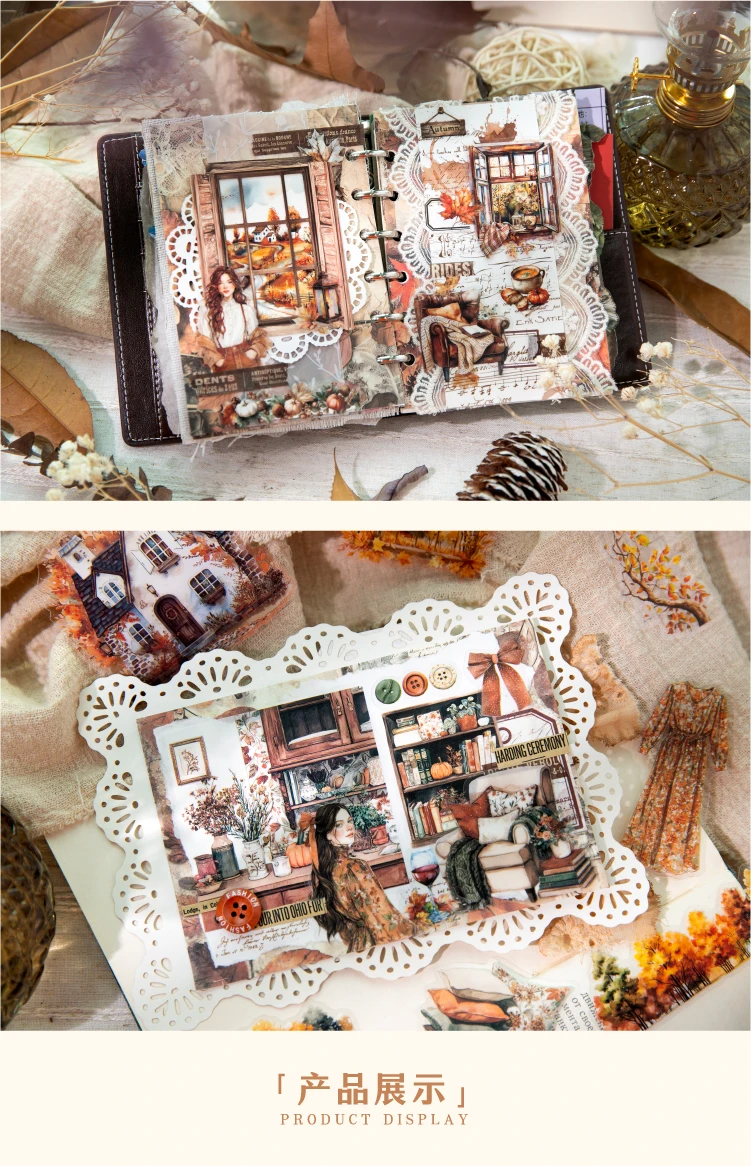 30 teile/paket Herbst Thema PET Aufkleber Scrapbooking Materialien DIY Junk Journal Collage Collage sprache Dekor Aufkleber – Detail 9