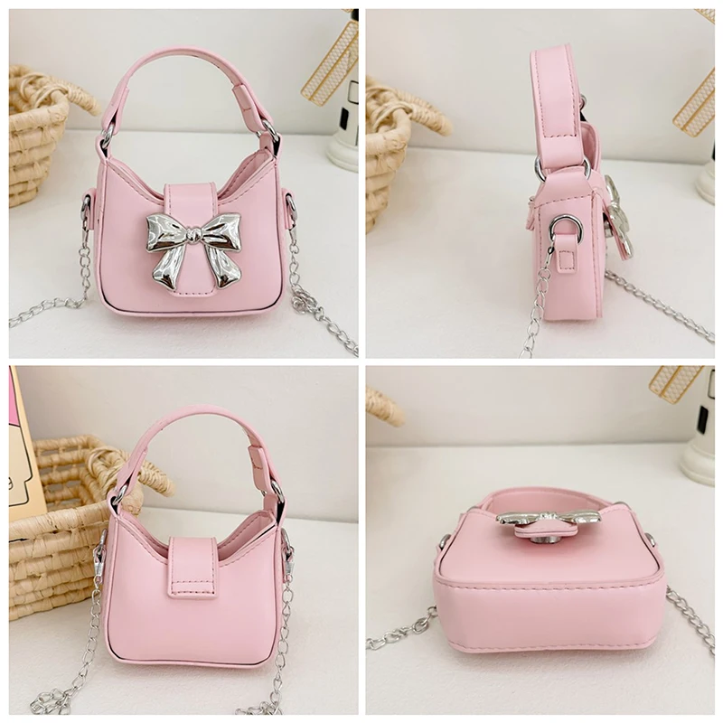 Korean Style Girl Princess Bag Cute Sweet Bow Chain Crossbody Bags for Girls Bowknot Hand Bags Toddler Purses and Handbags Gift