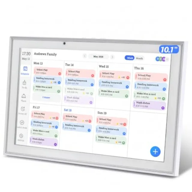 10.1 inch Smart Digital Calendar and Chore Chart, 1920 * 1080P Full HD Touchscreen Interactive Display, Desk Planner with Meal