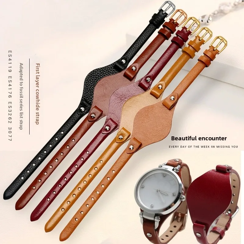 Women's Genuine Leather Watch Strap - Soft Cowhide 8mm Band Bracelet by Fossil