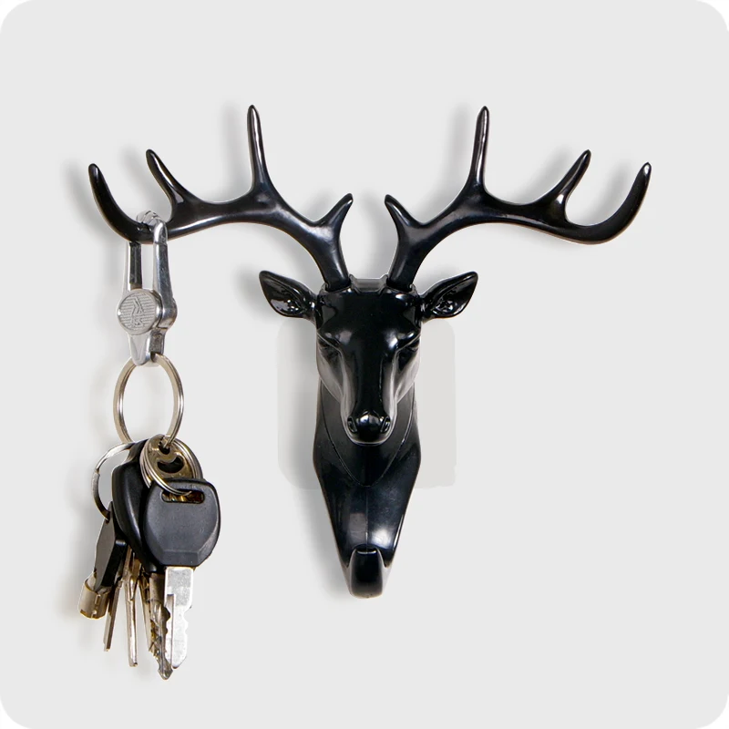 

Personality Antlers Suction Cup Hooks Creative Clothing Handbag Holder Key Hanger Wall Shelf for Home Decoration