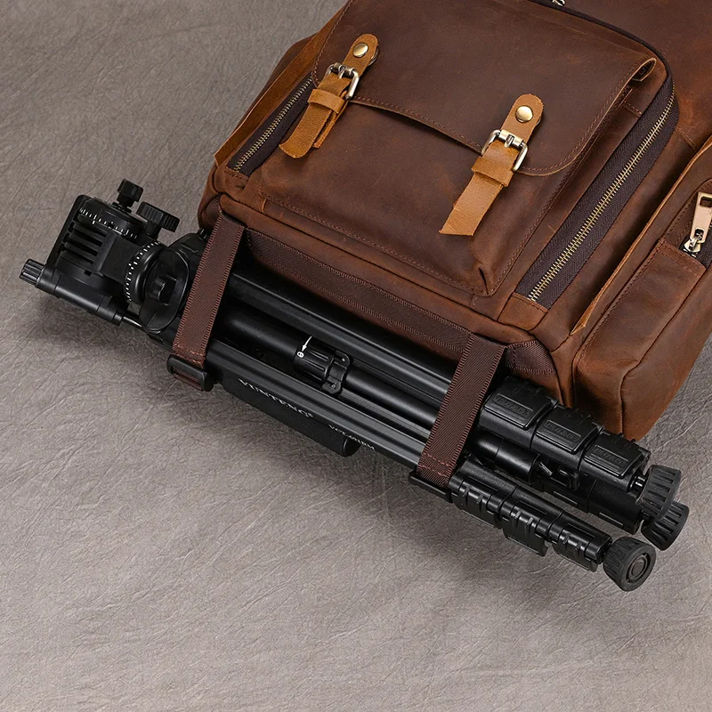 Crazy Horse Leather Men Backpack For Camera Big Capacity Travel Bagpack Man 15.6 inch Laptop Daypack Cow Leather Rucksack 6