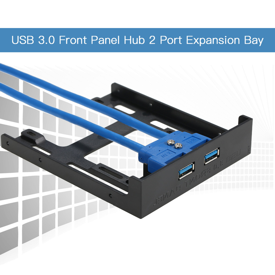 2 Port Expansion Bay USB 3.0 Front Panel Hub 2 Port Expansion Bay 20 Pin to USB3.0 60cm Bracket Adapter Cable for PC Desktop 2.5