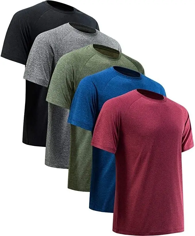 5-Pack) Men's Solid Active Athletic Dry-Fit Performance Gym Workout  Short-Sleeve T-Shirts - AliExpress