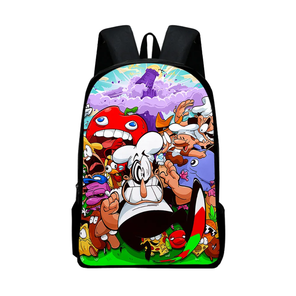 

3D Game Pizza Tower Pepperman Backapck School Bag Boys Girls Primary Middle School Students Schoolbag Teenagers Travel Backpacks