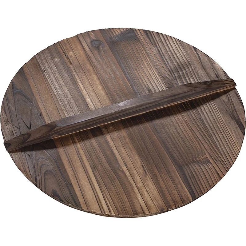 32CM Wooden Wok Lid Round Natural Lid Pot Kitchen Cookware Wood Pan Cover Kitchen Accessories Covers