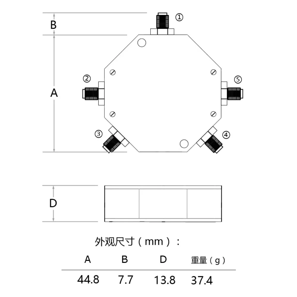 아마추어 라디오 1-4 전력 분배기, 결합기, SMA, 144MHz, 2 계량기