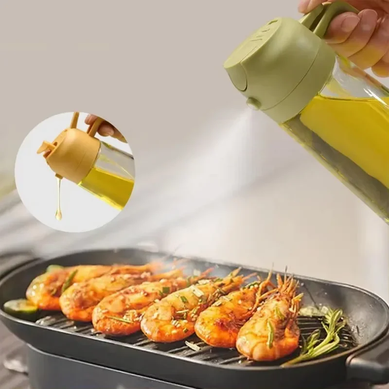 2 in 1 Kitchen Oil Spray Bottle Olive Acid Sprayer Stainless Steel Glass For Cooking BBQ Baking Oil Dispenser Accessories