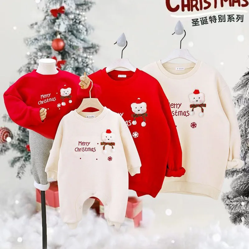 thumbnail image 4 of Conjuntos de Navidad para toda la familia, sudaderas, suéteres, sudaderas con capucha con estampado de renos de dibujos animados, mamelucos para bebés, camisetas de cuello redondo, Navidad, 4 of 5