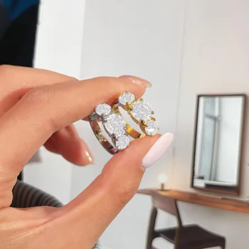 Anelli in Acciaio Inossidabile Placcato Oro 18K con Zirconia Scintillante per Donne, Gioielli Boho Resistenti all'Acqua e all'Ossidazione, Anillos Mujer