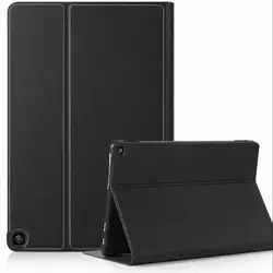 Premium Tri - Fold PU Leather Stand Cover for Fire HD10 2021 (Black)