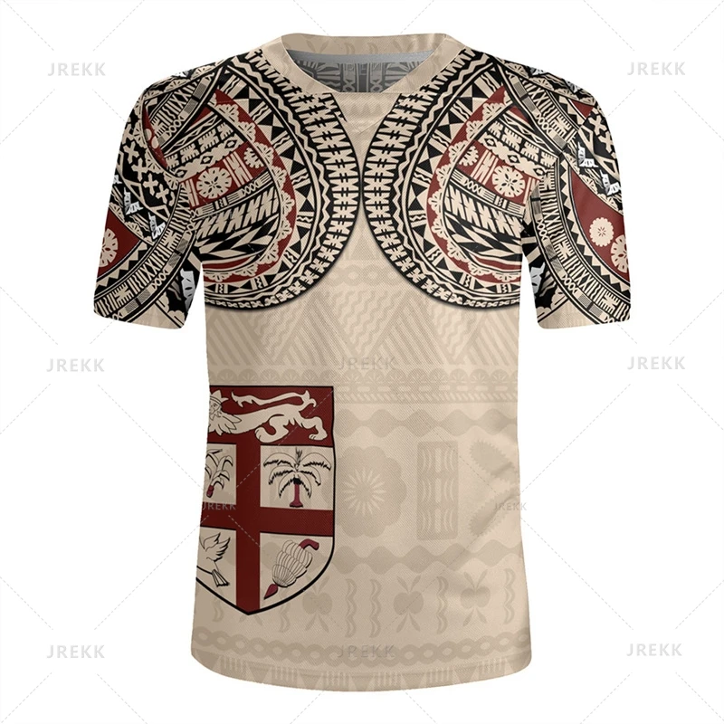 thumbnail image 1 of Camiseta con cuello en V y estampado 3D de la bandera de la República de Fiji Camiseta con cuello en V y emblema gráfico de rugby de Fiji para hombres Camisetas de moda, 1 of 5