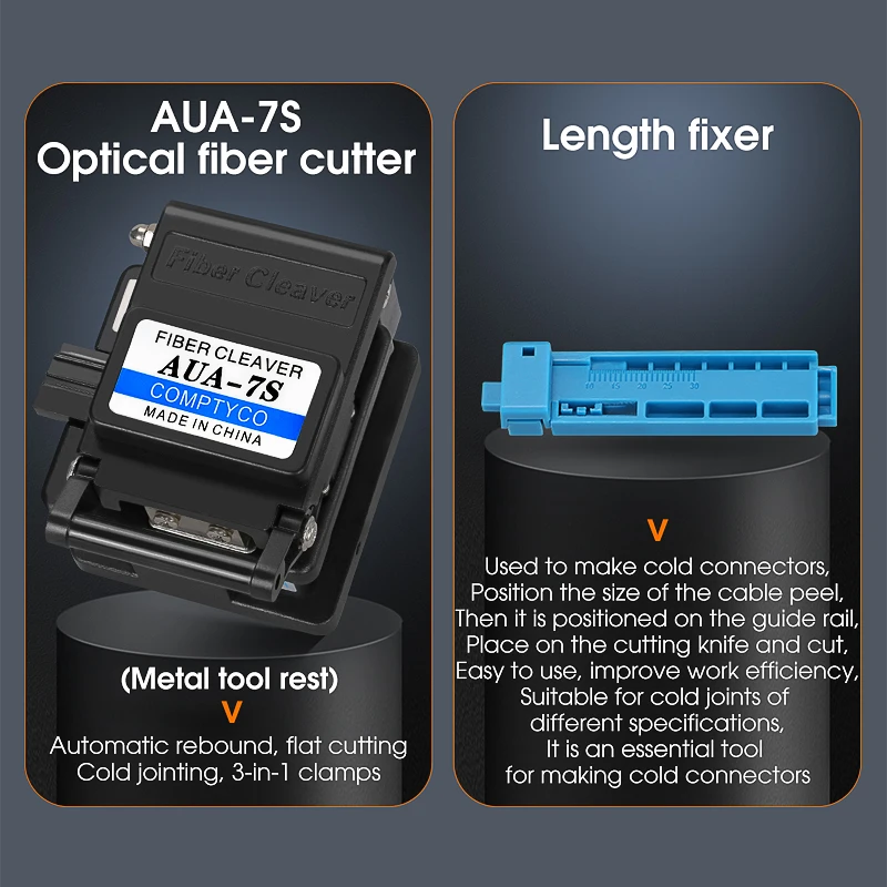 FTTH Fiber Optic Tool Kit -70~+10dBm/-50~+26dBm Mini Fiber Optica Power Meter and 10mW Visual Fault Locator AUA-7S Fiber Cleaver