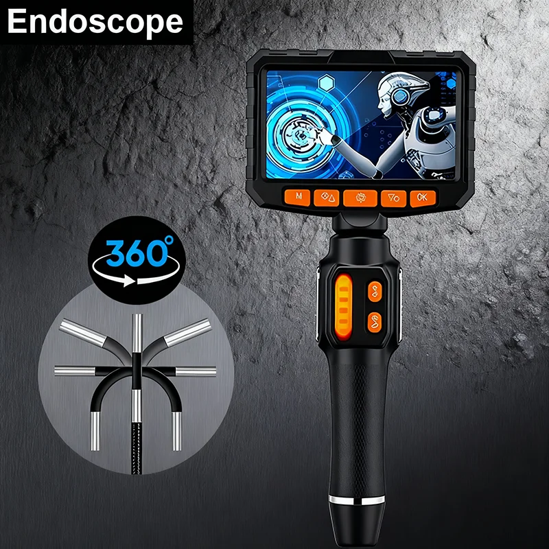 360 ° rotating dual-lens endoscope, 3.9/6.0MM 5-inch IPS endoscope ...