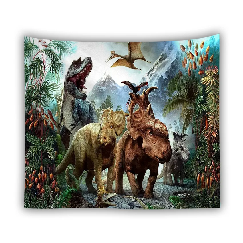 Erosebridal Tapeçaria de desenho animado para meninos cobertor de parede de  dinossauro folha de palmeira tropical, tapeçaria colorida de animal antigo,  dormitório decorativo pequeno 129 x 143 cm, azul marinho