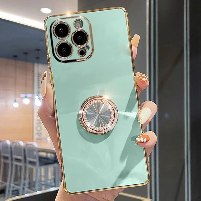 Diamonds Finger Ring Holde Stativ Fodral Fo Samsung Galaxy S24Ulta S23 S21 FE S22Plus S10 S20 S8 S9 Plating Backet_voghion.com