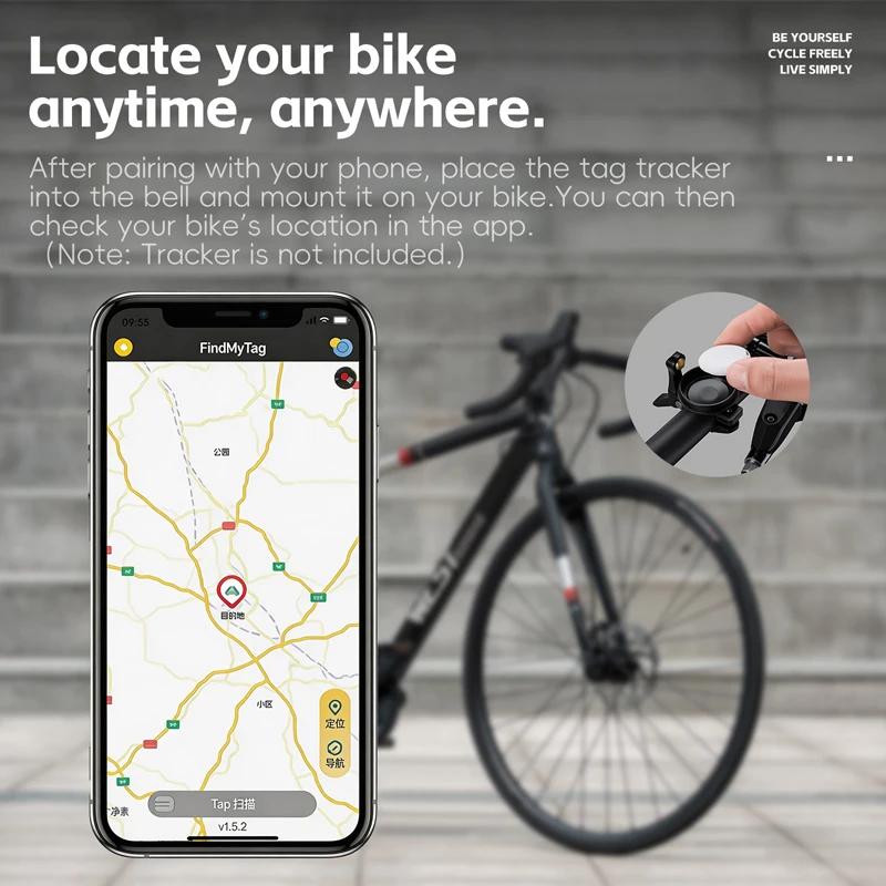 웨스트 바이킹 미니 자전거 벨 도난 방지 GPS 에어태그 썸벨 클리어 링톤 자전거 구리 벨 사이클링 경고 경적 알람