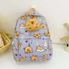 Cute Doll Decoration Capybara Backpack Thickened Nylon Cartoon Animal Daypack Wide Straps Lightweight Large Capacity School Bag