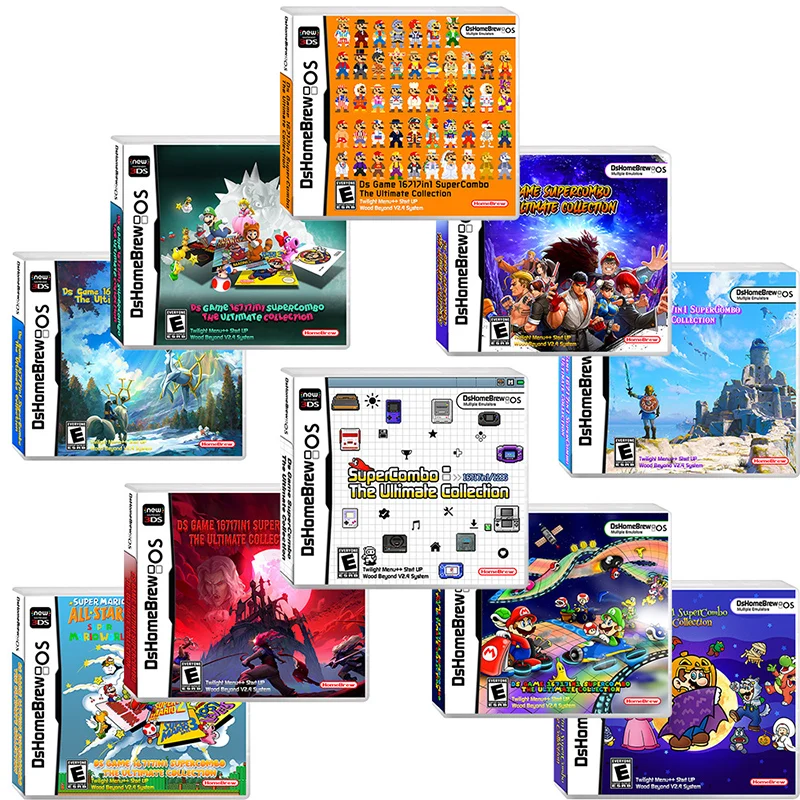 NDS Game Card 16717 in 1 US English 128G Cassetta 64 in1 208 500 NES Scheda Di Gioco Per DSTWO Mini 2/3DS XL 4