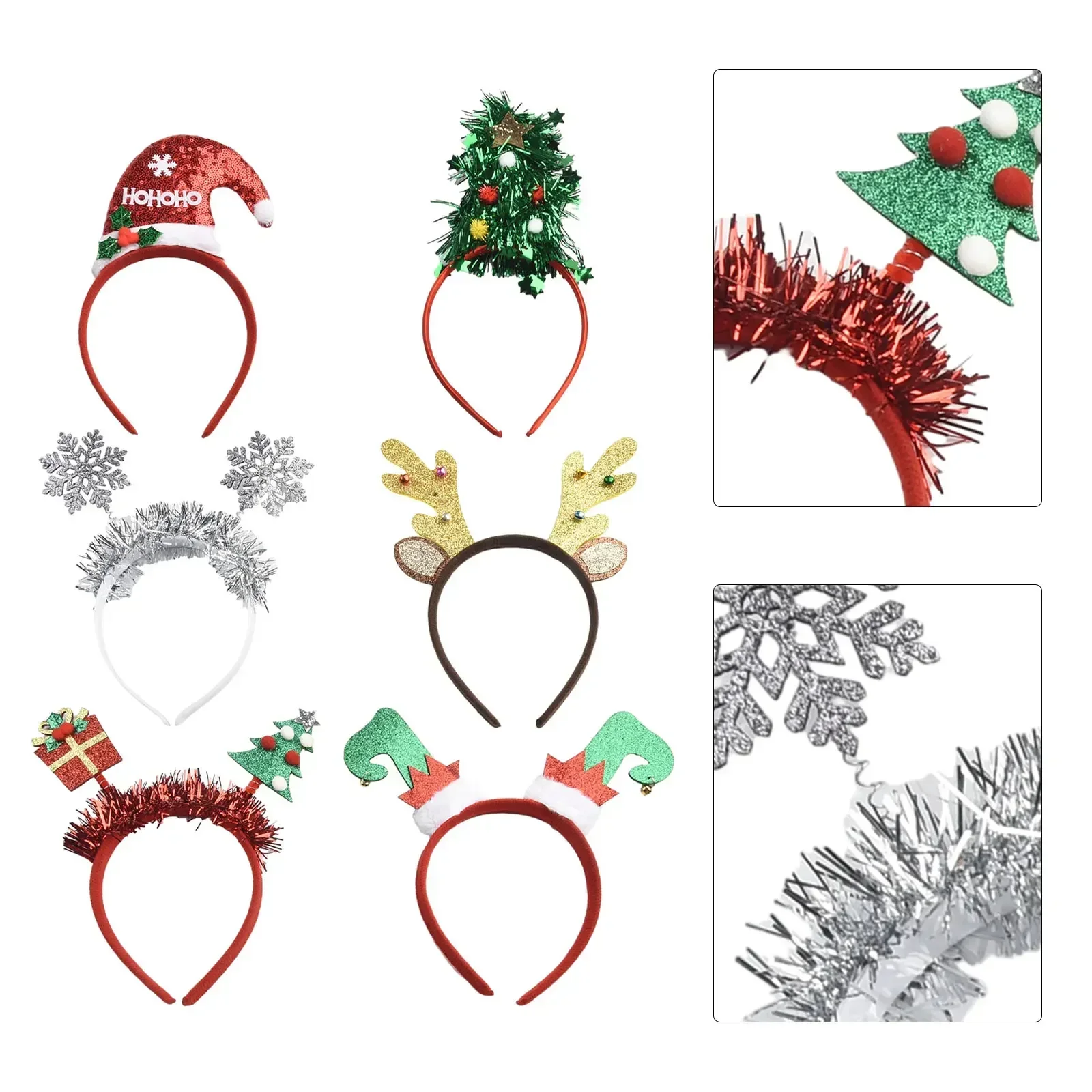 6PCS Christmas Headbands Elk Antlers Cute Xmas Hair Accessories Party Supplies Reindeer Headbands Christmas Party Accessories