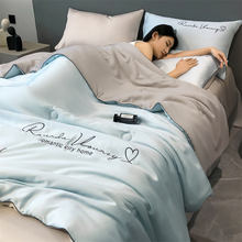 Grade A Washable Ice Silk Summer Quilt Set or 1 Pcs Quilt Skin-friendly  Air Conditioning Embroidered Comforter Summer Blanket