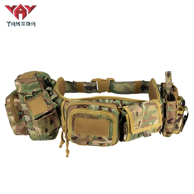 YAKEDA 6 in 1 Tactics Waistband Gadget Pouch Waist Bag Adjustable MOLLE Detachable Storage Accessories Package Hunting Belt