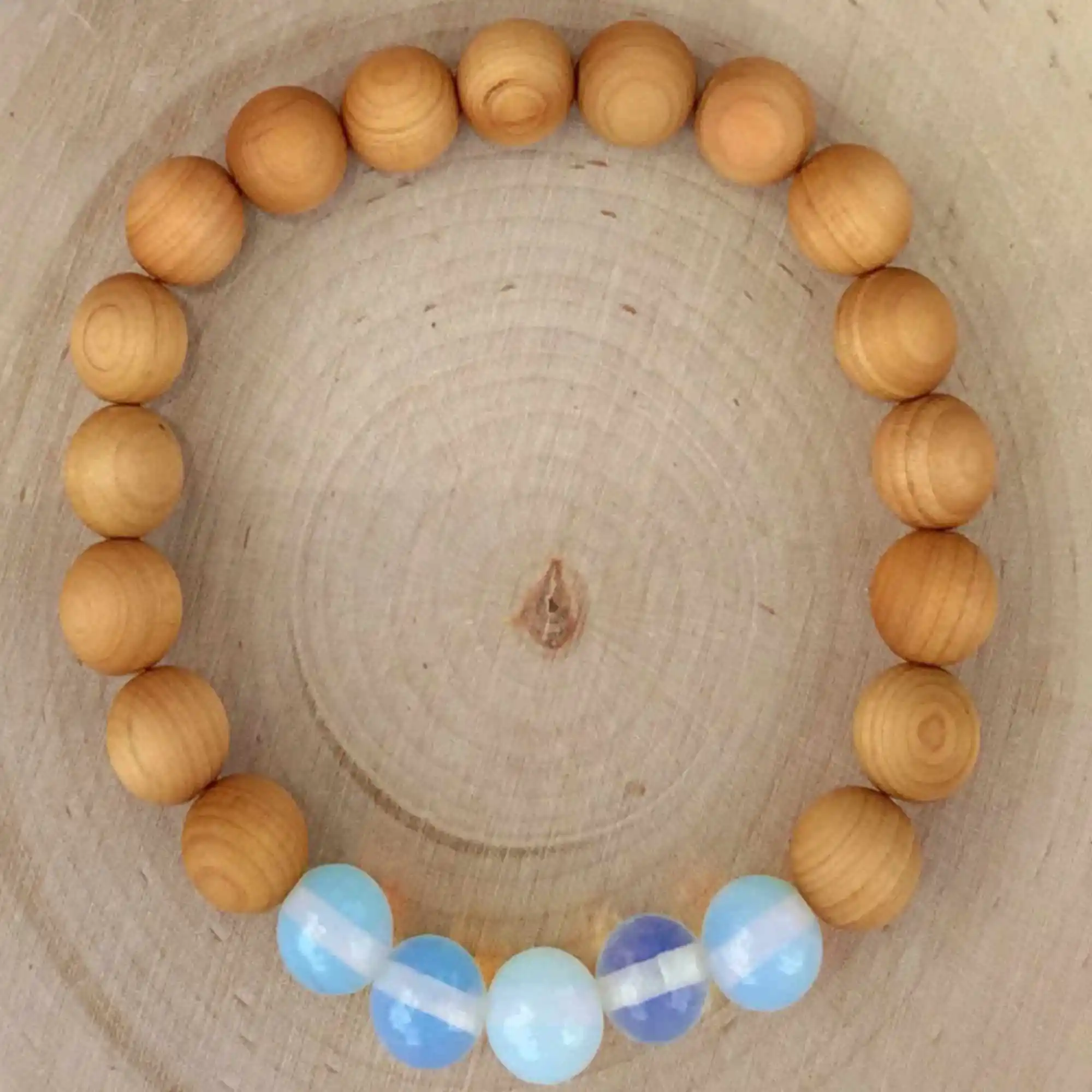 

8mm Natural round sandalwood gemstone opalite beads Bracelet Wristband Chain Seven Chakras Diy Meditation Souvenir Handmade
