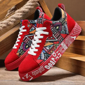 Breathable sports shoes, skateboard shoes, men's heart and music graphic design, couple casual shoes 1