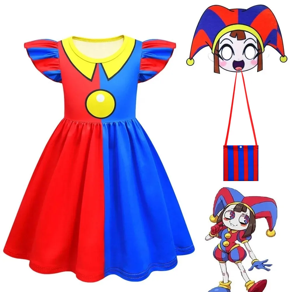 Anime Amazing Digital Circus Jax Pomni Cosplay Dress And Bag Suits Kids Cartoon 3D Printing Dress Halloween Party Costumi Divertenti