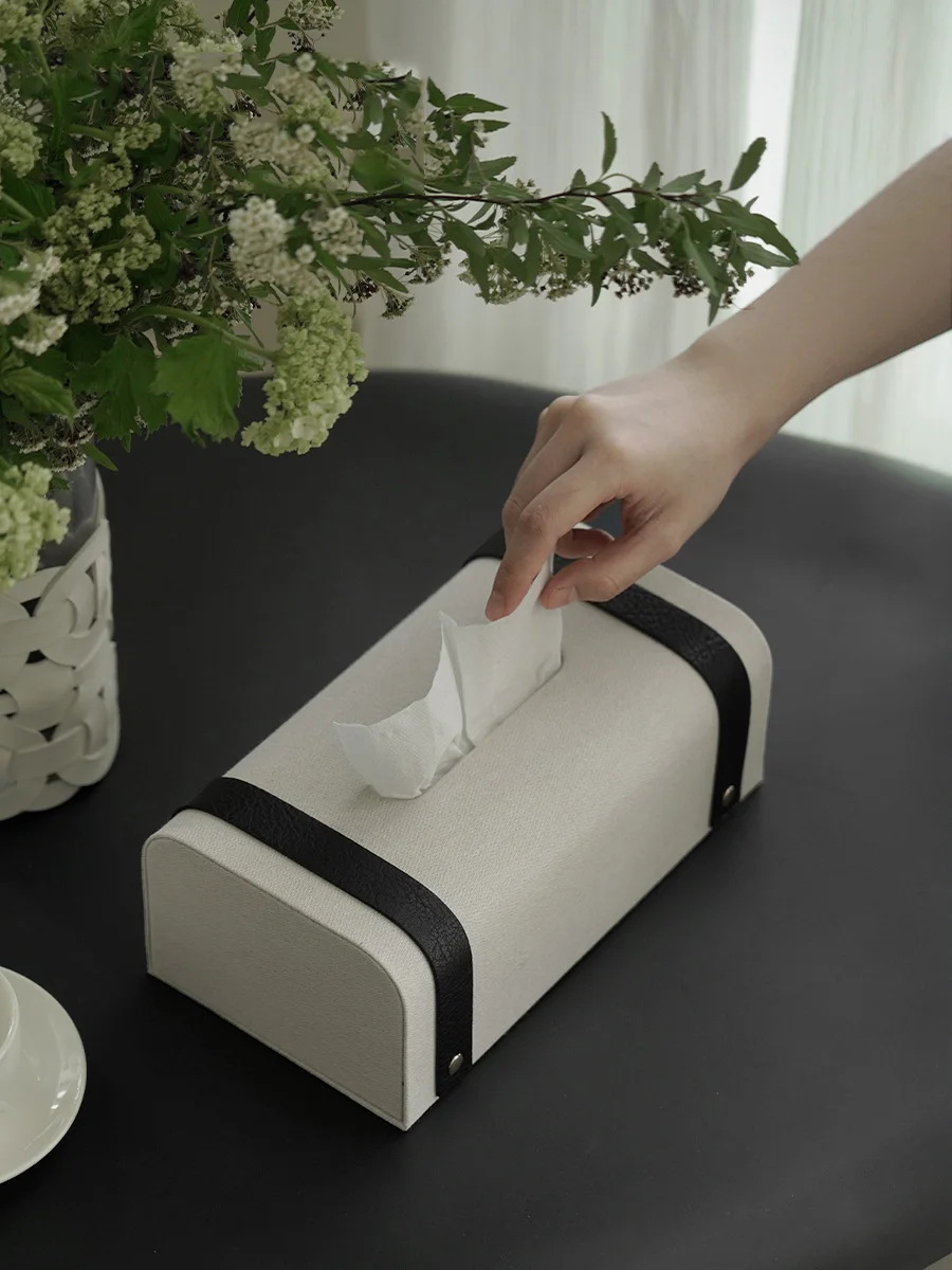 Modern Black Brown Leather Buyer Paper Box Living Room Ornaments Dining Table Coffee Table Decorations Tissue Box For Bedroom 4