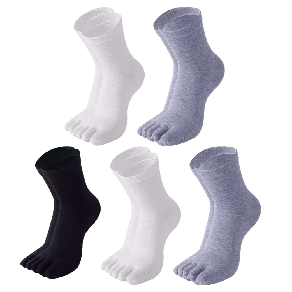 

5 Pairs Men' -Finger Cotton Socks Sports Running Straight Male Calf Stocking Toe Man Absorbent Sweat