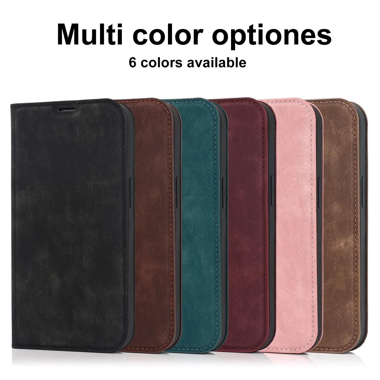 Leder Magnetische Flip Case für iPhone 16 15 14 13 12 Pro Max Plus Mini Cover Vintage Wallet Card Pocket Stand Shell für Magsafe – Detail 1