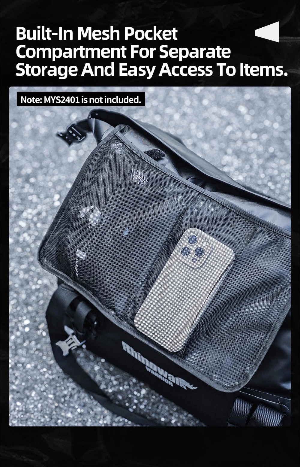 water resistant bag detail
