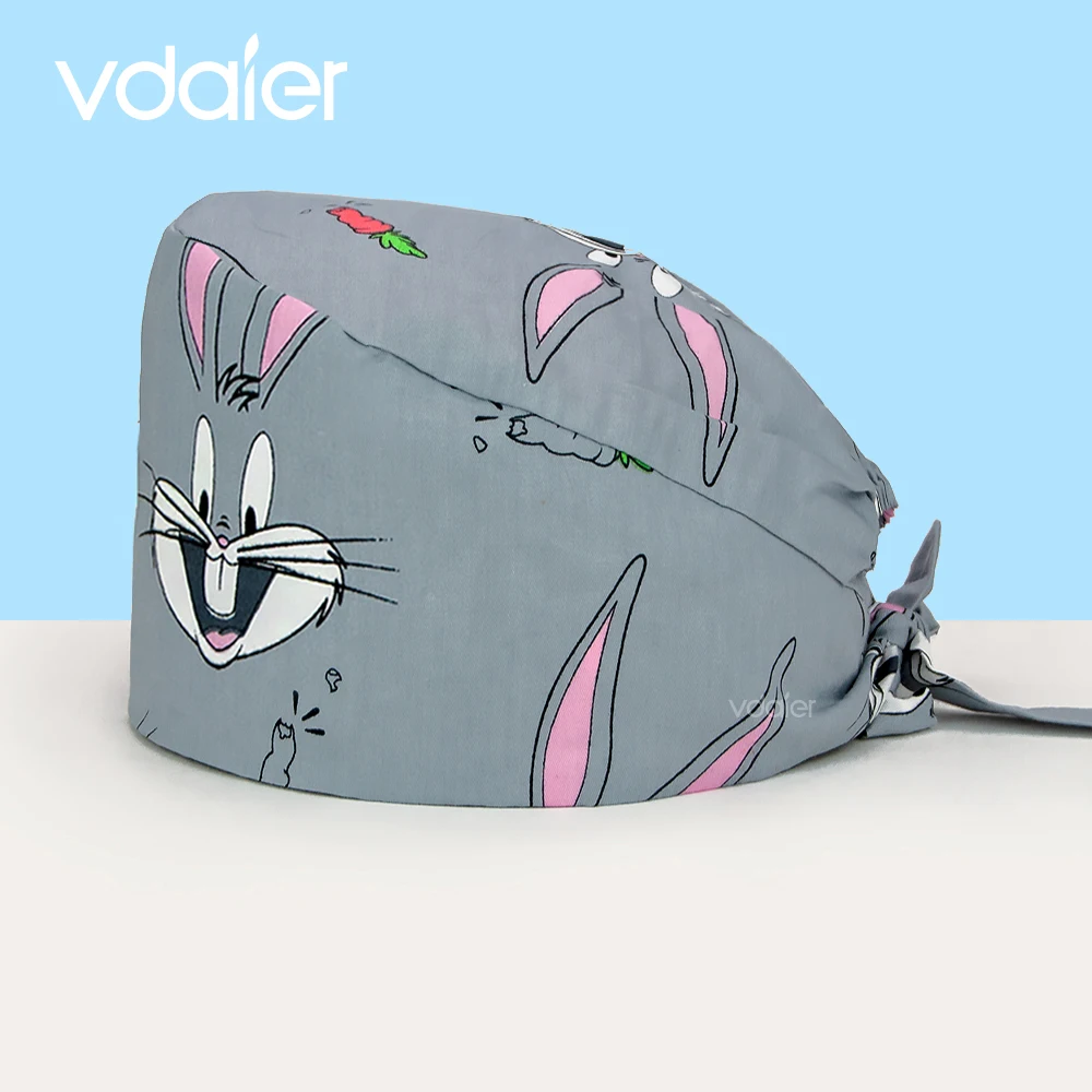 

Pet Cartoon Working Hat Medical Nurse Caps Doctor Surgical Hat Unisex 100% Cotton Dental Beauty Salon Scrub Cap scrub hat